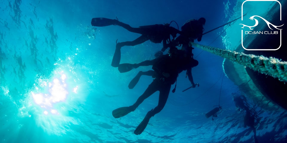 Tandem Divers Below Boat